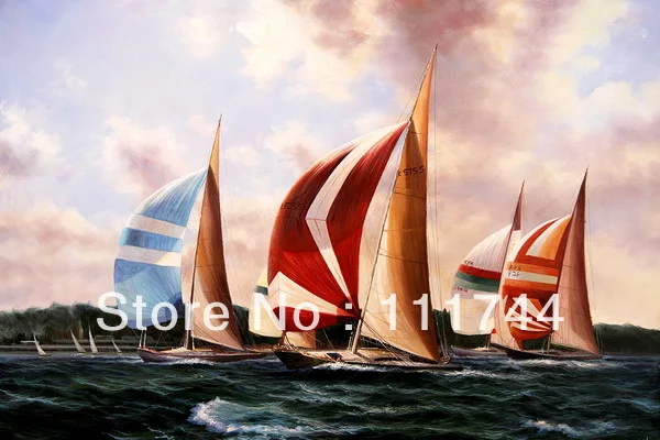 

Art canvas oil painting for sale wall painting boat art Sailing Regatta High quality hand painted