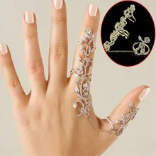 Для женщин двойное кольцо на палец для большого пальца кольцо из звеньев совместных кольца с прозрачными стразами