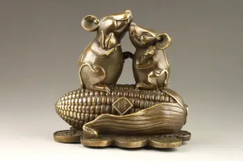 

Chinese Handmade Exquisite Rare Corn Mice Bronze Statue