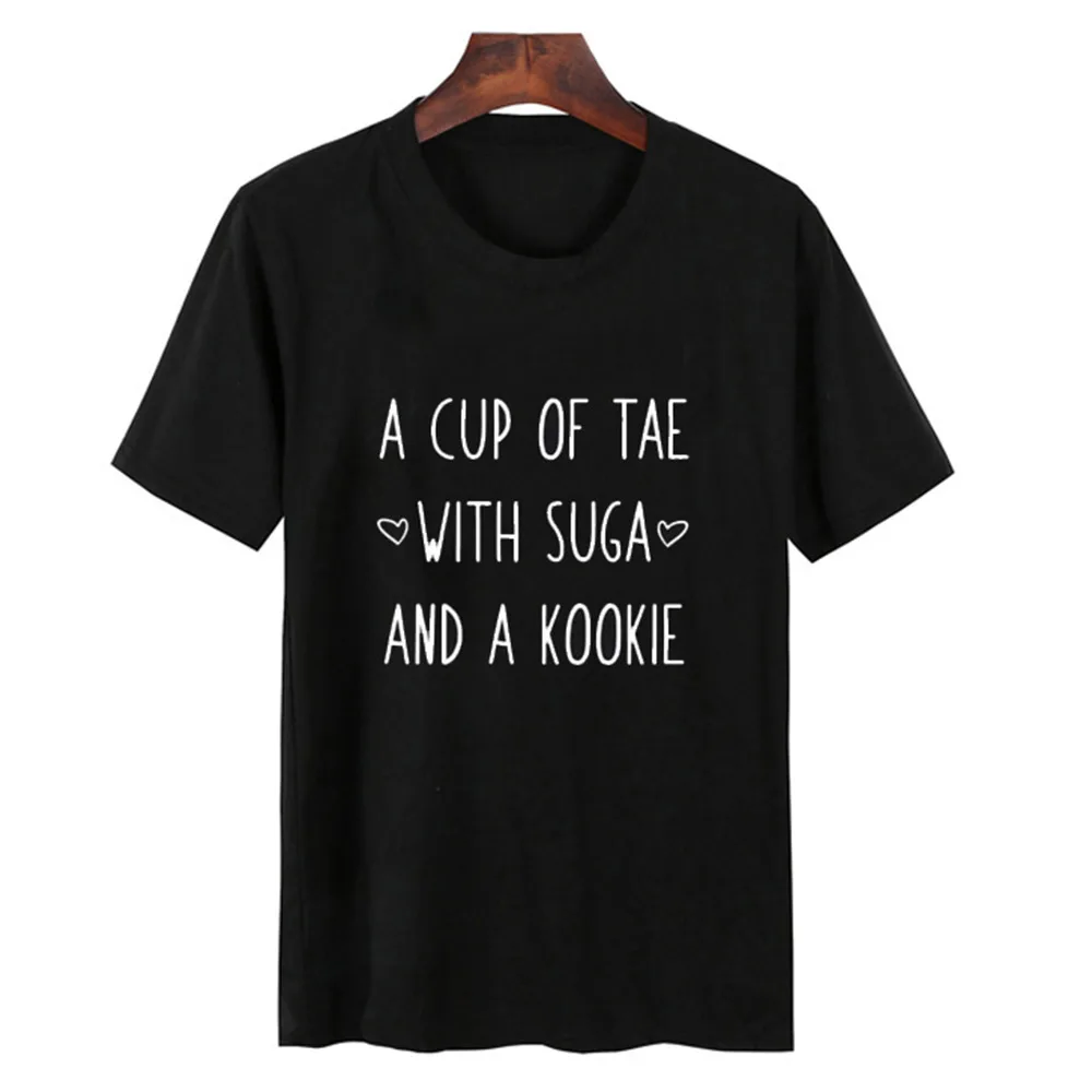Женская Повседневная футболка Tae Suga Kookie KPOP Agust D хлопковая Футболка с чашкой чая Min