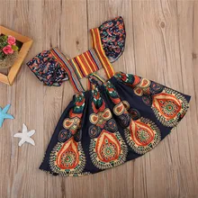 Детская одежда для маленьких девочек; повседневные хлопковые вечерние мини-платья принцессы без рукавов с квадратным воротником и геометрическим узором с открытой спиной для малышей