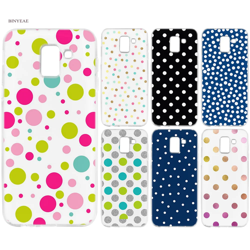 

BINYEAE Polka Dots Silicone TPU Case Cover for Samsung Galaxy J6 S8 S9 A6 A8 Plus J4 J8 2018 J3 J5 J7 2017 2018 Back Shell Capa