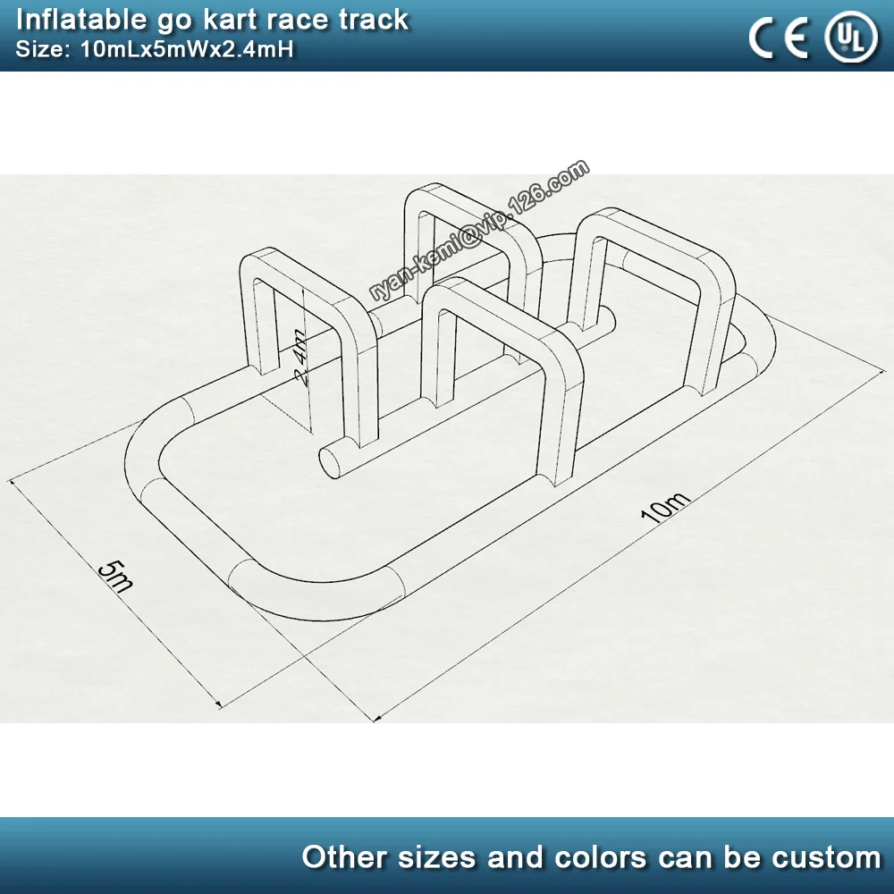 dimension of inflatable go kart race track
