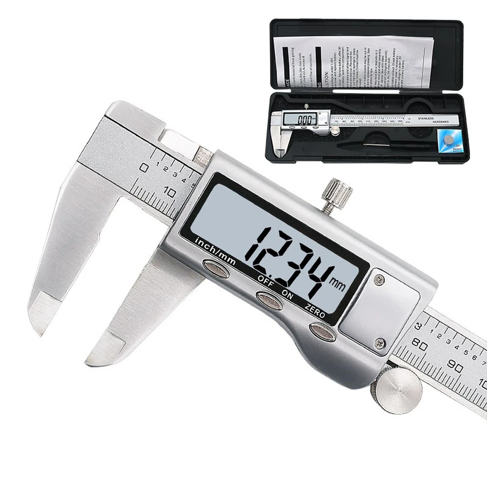 

6" 150mm LCD Digital Vernier Caliper 0.01mm Stainless Steel Inch Electronic Caliper Measuring Gauging Tool with Black Box