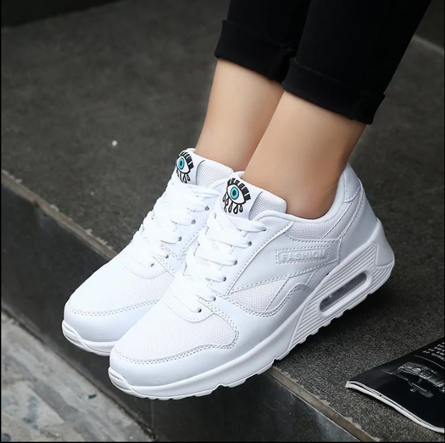 2019 Fashion ladies Trainers White leather sneakers women Platform