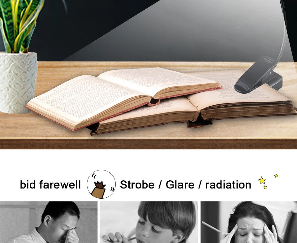 LED Book Light Reading Light Flexible Book Lamp Clip Table Desk Lamp For Notebook Laptop PC Computers (2)
