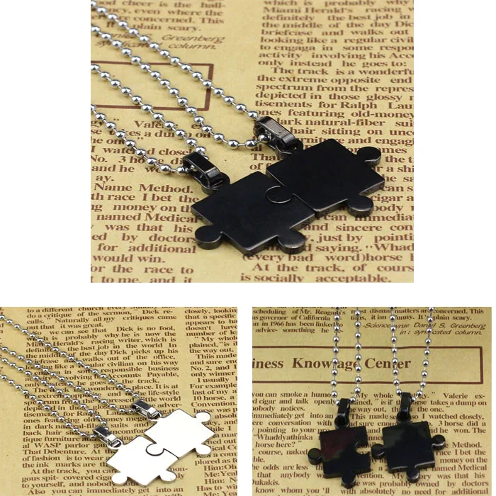 

2017 Hot Sale Crystal Mens Women Couple Stainless Steel Puzzle Pendant Necklace New Arrival Ball Chain Necklace