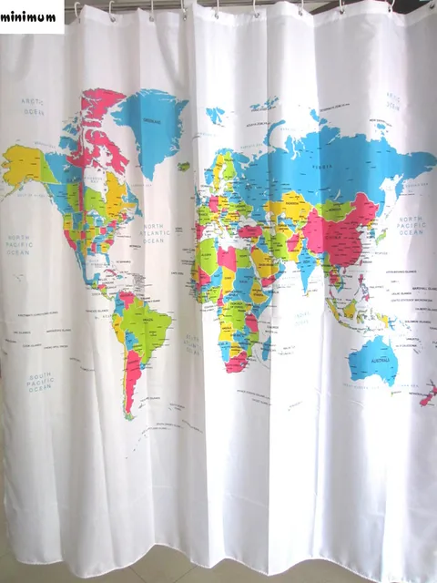 European Polyester Shower Curtain World Map Bathroom Curtains European Polyester Shower Curtain World Map Bathroom Curtains