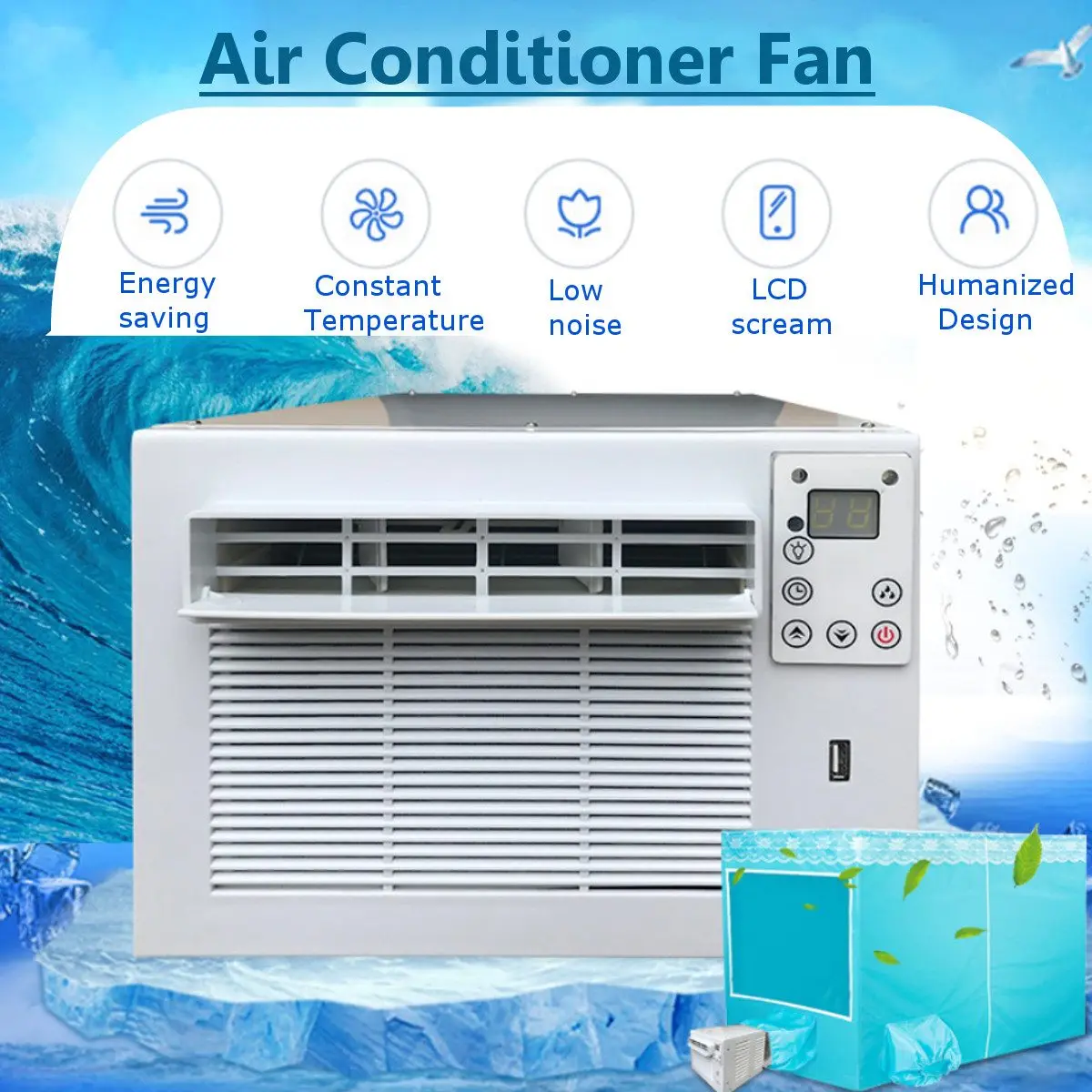 

1100W Desktop Air Conditioner Cold Heat Dual Use 220V/AC 24-hour timer With Remote Control LED Control Panel Air Conditioner