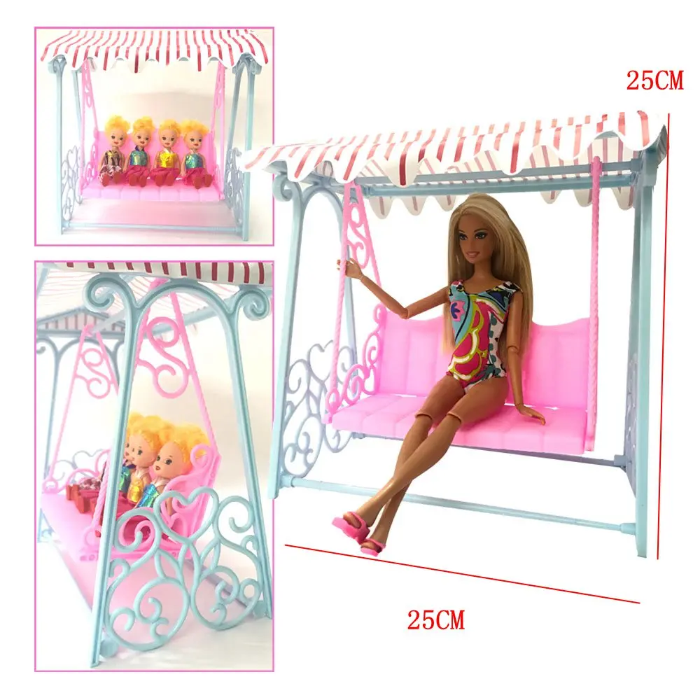 

NK One Set Doll Accessories Princess Cute Garden Swing For barbie Doll furniture Kurhn Doll Play House Toys For Children DZ