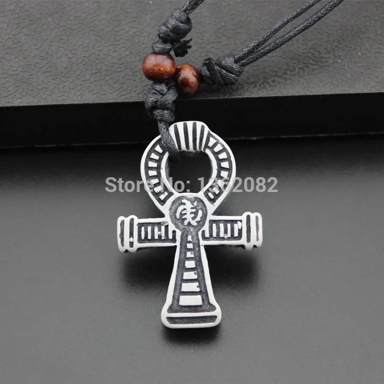 

Fashion Imitation Bone Carving Ancient Egypt Symbol Ankh Amulet Pendants Necklace Gift MN348