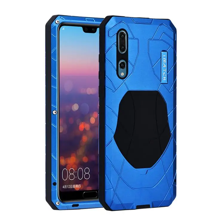 Водонепроницаемость в повседневных условиях чехол для huawei P20/P20 Pro Роскошные ударопрочный жесткий металл+ силиконовый чехол 360 Полный Защитные чехлы для телефонов - Цвет: Синий