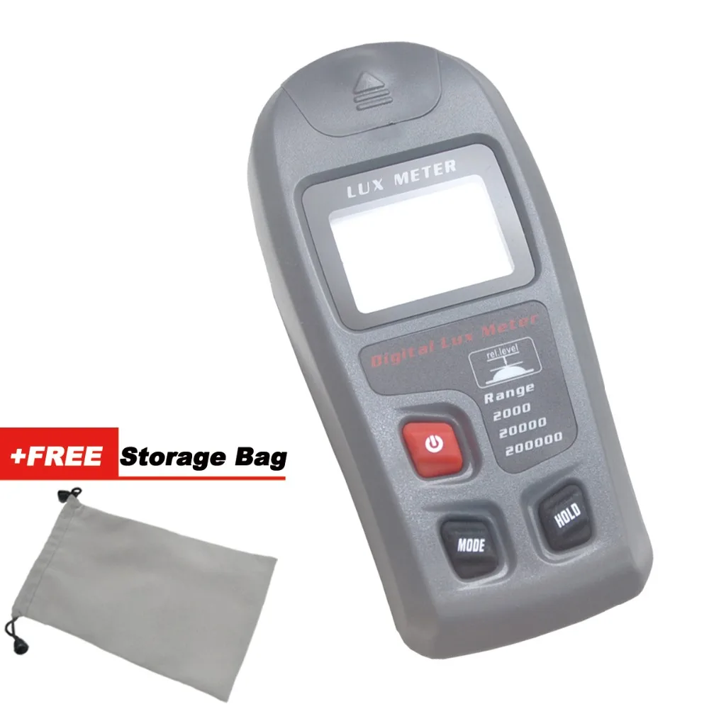 

1PC 0.1~200,000 Lux Electronic Photometer LCD Digital Lumen Light Meter Factory/Warehouse/School/Street Light+Storage Bag