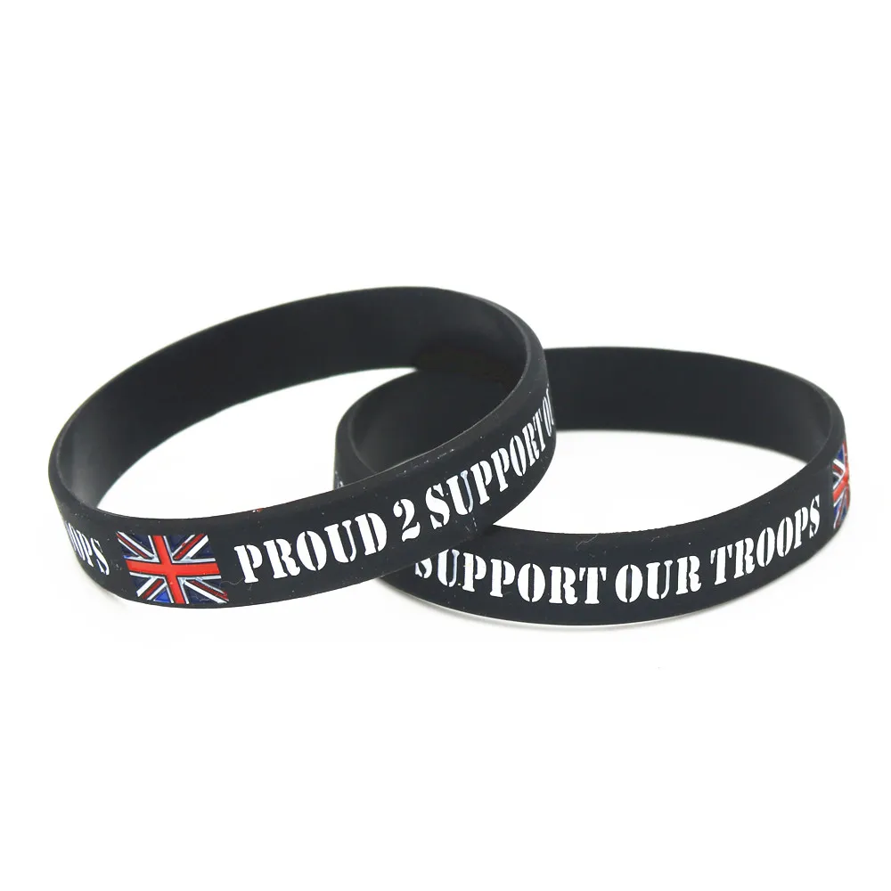 50PCS Proud 2 Support Our Troops Silicone Wristbands THE Britain A.B.F Soldiers Charity UK Silicone Bracelets &Bangles SH188