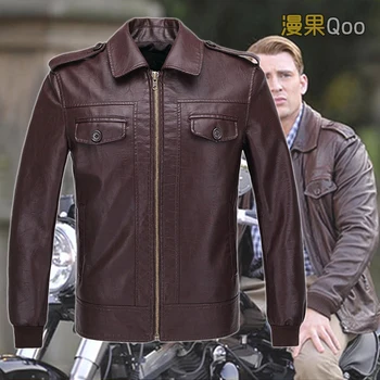 

[STOCK] 2018 Anime The Avengers Captain America Steve Leather PU Jacket Cosplay Costume Unisex For Halloween Free Shipping New.