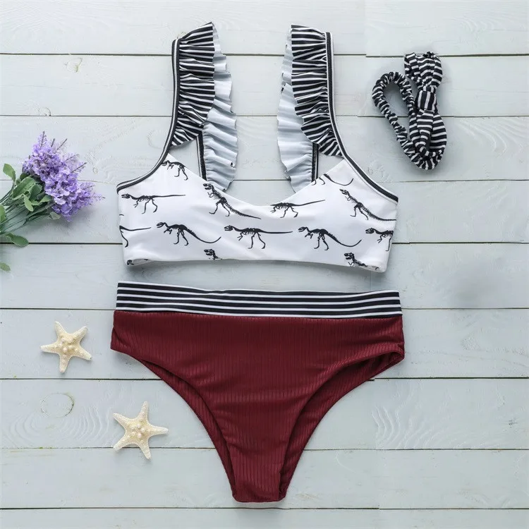 

ISHOWTIENDA 2019 Fashion Lady Sexy Printed Stretch Bikini Triangular Swimsuit Swimwear Costume da bagno sexy stampato#35
