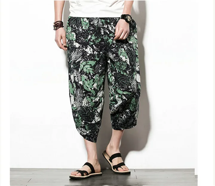 Мужские Летние Удобные Свободные Пляжные штаны бренд для мужчин и женщин можно носить высокое качество хлопок постельное белье с цветами брюки - Цвет: 3 color