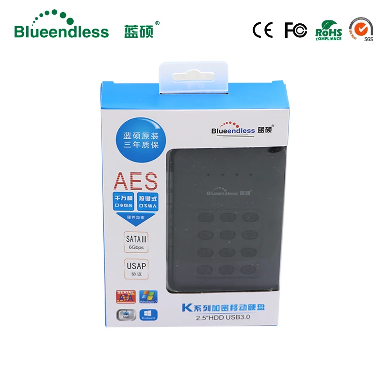 Blueendless Lock серии 2," HDD корпус диск Sata к usb 3,0 зашифрованный hdd коробка для ноутбука Настольный ПК компьютер