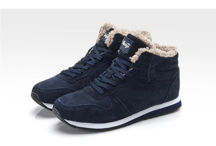 Men Leather Shoes Winter Boots Shoes Men Plush Sneakers