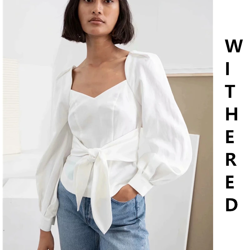 

Withered INS fashion blogger lantern sleeve blusas mujer de moda 2019 kimono short shirt blouse women womens tops and blouses