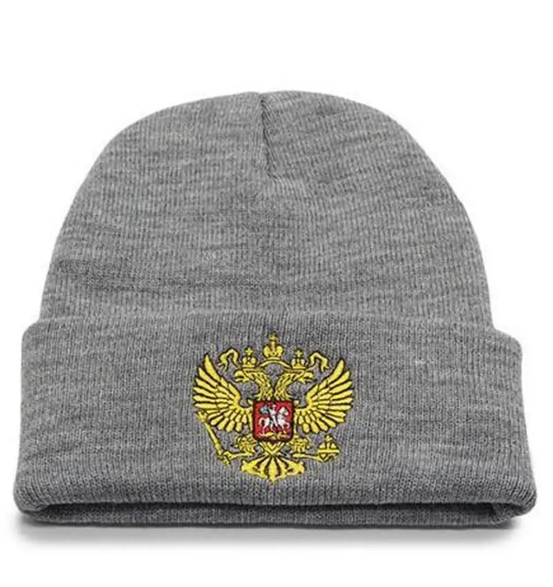 Зимняя вязаная шапка герб России Skullies Beanies Зимние головные уборы для мужчин и женщин брендовая шапка s теплая мешковатая шапка Gorras