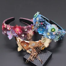 Свадебный Большой Свадебный резиновый цветок корона головная повязка свадебная тиара вечерние шоу пышные аксессуары для волос 203