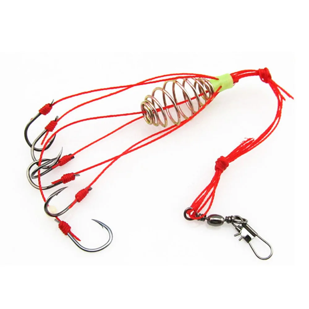 4 Pieces/Lot Explosion Fishing Hooks Fishing Lure Bait Trap Feeder Cage Sharp Fishing Hook with Stainless Steel Springs