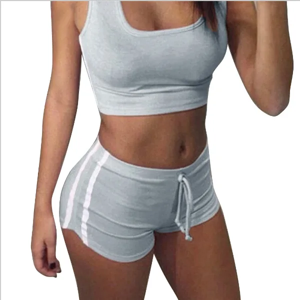 

2017 Fashion Women Sets Solid Tops and Shorts Sleeve Round Collar Sexy for Women Fast Ship 2XL
