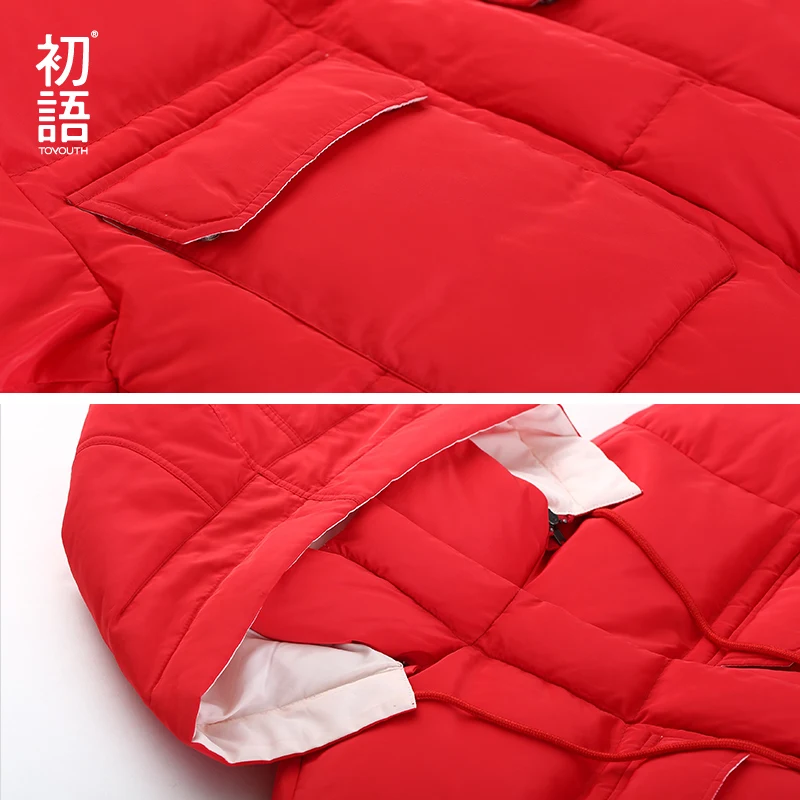 Toyouth Winter Hooded Down Coat Female Down Jackets For Women Thicken Down Coats Plus Size Coat