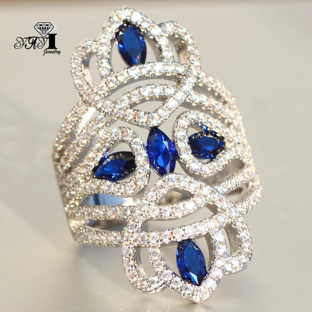 Ювелирные изделия yayi принцесса огранка 6,9 карат голубой циркон серебряный цвет обручальные кольца с сердцем вечерние кольца для девочек Подарки 847