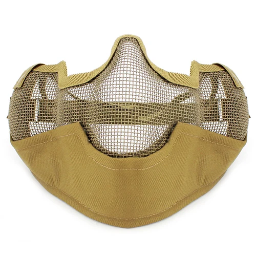 ActionUnion тактическая страйкбол полумаска для лица стальная проволока низкоуглеродная Металлическая Сетка защитные маски уличная CS с защитой ушей - Цвет: T