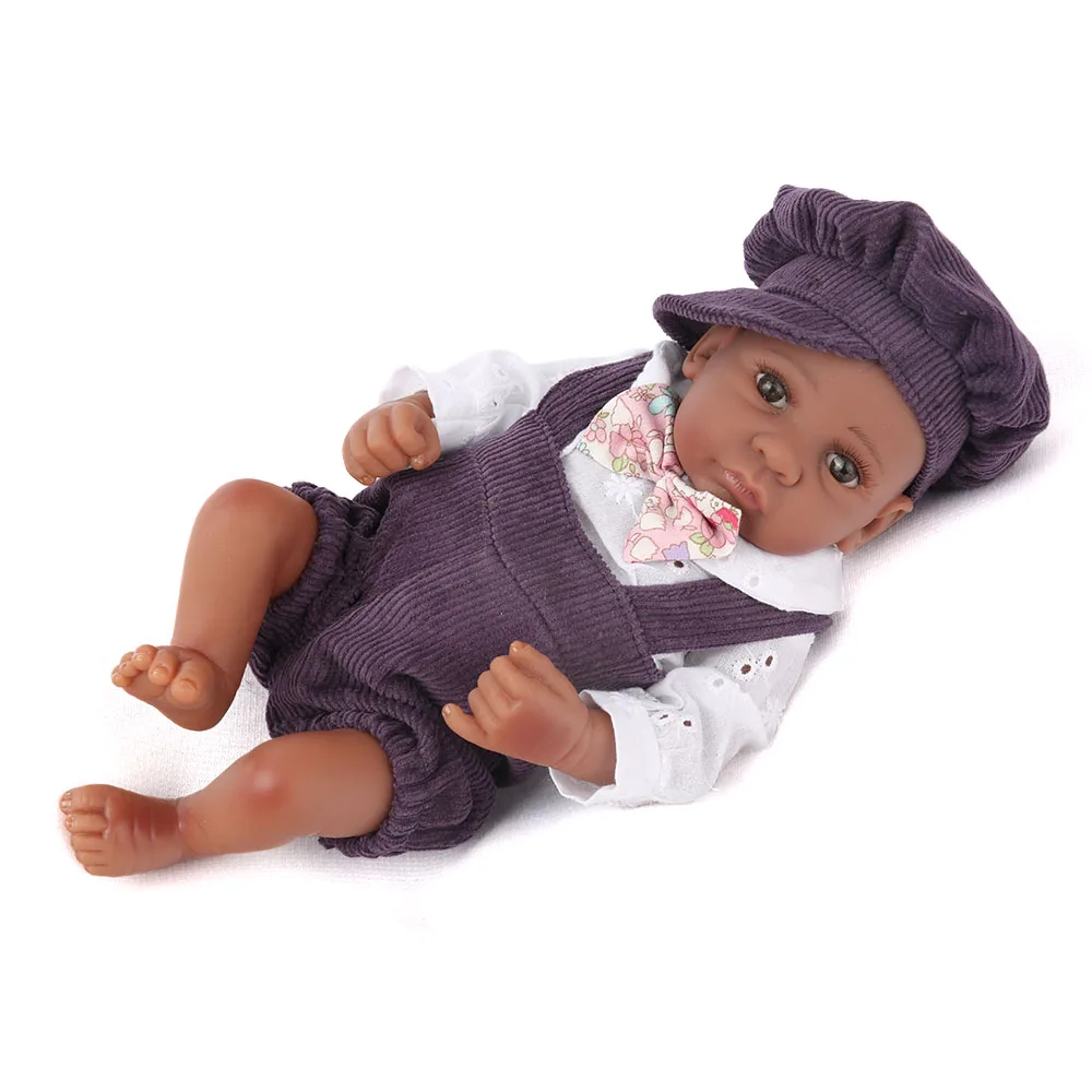 Милый мини Полный мягкий силиконовый Reborn Baby Doll 25 см живая игра игрушка ручной работы афро-американский мальчик дети Ванна Playmate подарок на день рождения