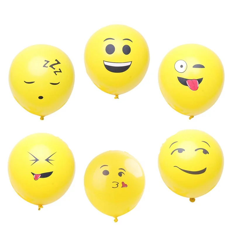 

10 Pieces 12 inches Emoji Latex Balloons Smiley Face Expression Yellow Balloons Wedding Birthday Party Decoration Air Ballons