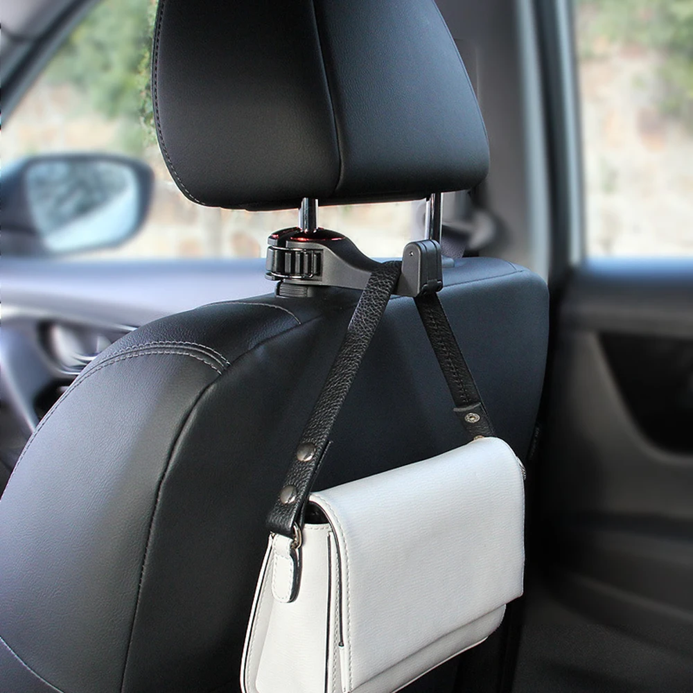 Car Headrest Hook with Phone Holder Car Seat Back Hanger for Handbag Grocery Organizer Auto Fastener Clips Interior Accessories