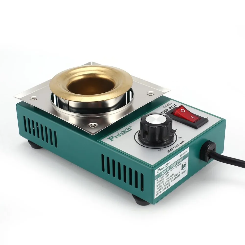 

Proskit 150W Solder Pot Tin Melting Soldering Desoldering Bath Furnace 100-600 degree Fast Heating Adjustable Temp Welding Tool