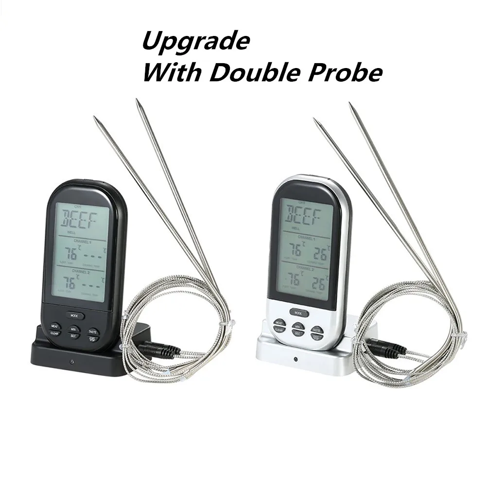 

Wireless Meat Thermometer,Remote Cooking Food barbecue accessories Digital Thermometer with Dual Probe for Oven Smoker Grill BBQ