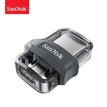SanDisk OTG USB Флешка 32 ГБ 16 ГБ USB 3,0 двойной мини флэшки ГБ 128 ГБ Гб 64 Гб флешки для ПК и телефонов Android для доставка