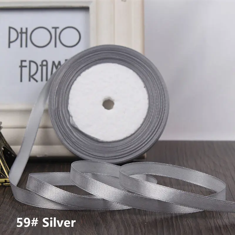 25 ярдов/рулон корсажные атласные ленты 6 мм плетеная Свадебная Рождественская вечеринка шелковая лента DIY подарок ручной работы материал - Цвет: Silver