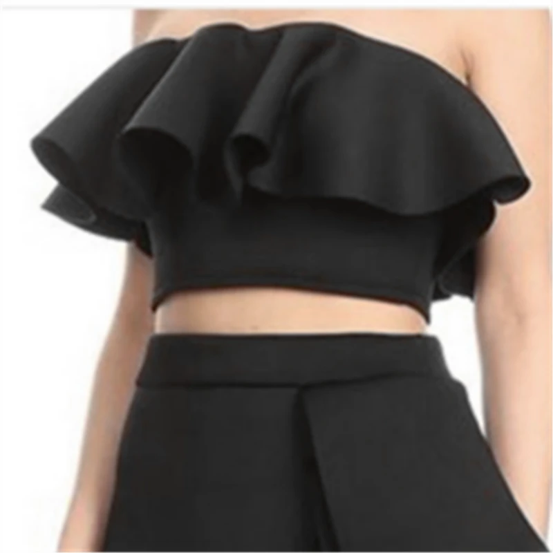 black ruffle tube top