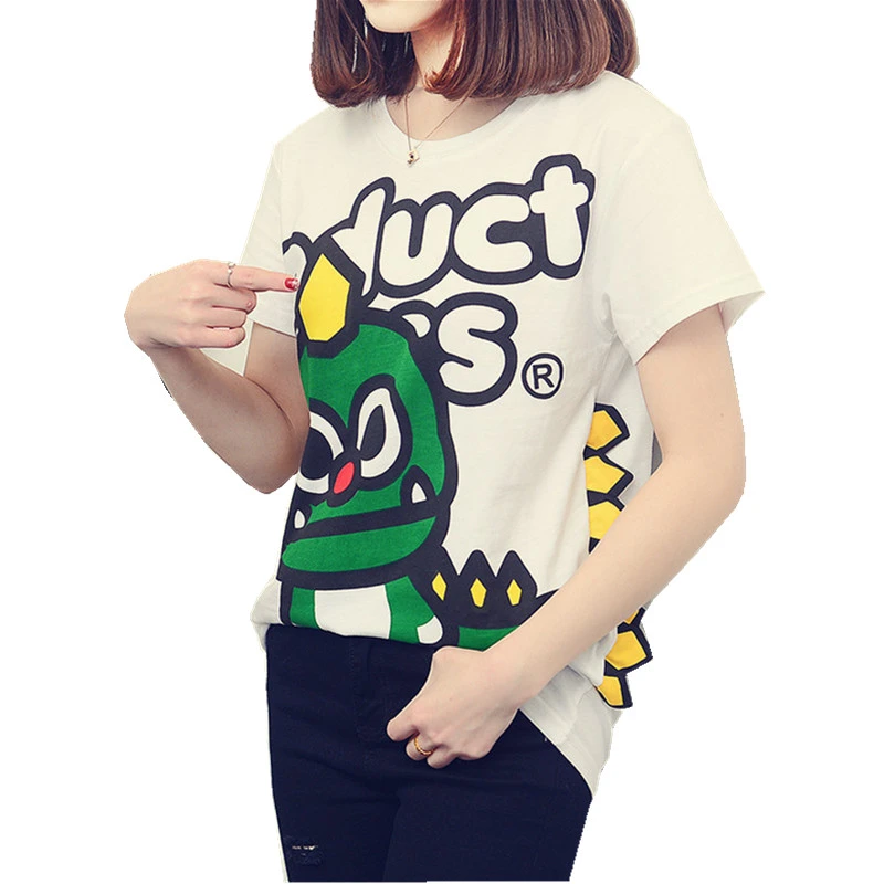Moda de Las Mujeres de La Camiseta Tops Dinosaurio de la Historieta de kawaii Impreso Suelta más el tamaño S 2XL de Manga Corta Harajuku Camisa de Las Señoras Camisetas|fashion