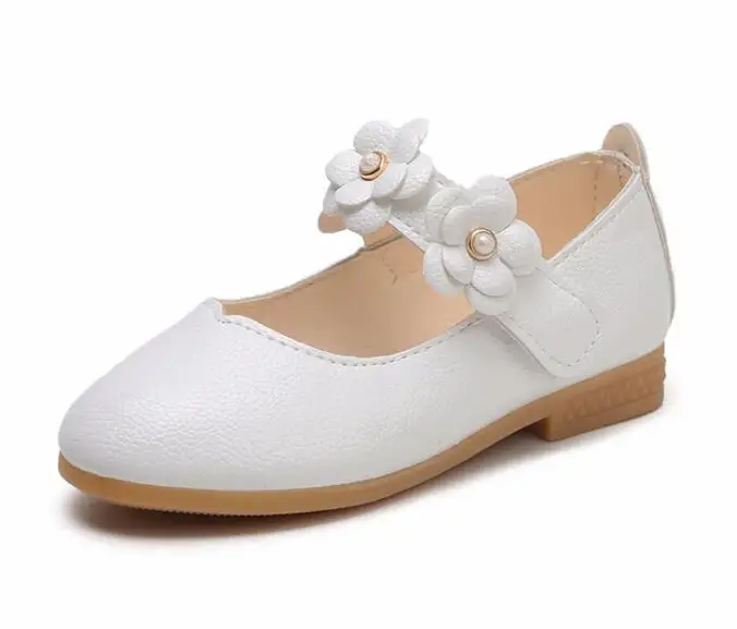 Детская повседневная обувь для девочек; модная обувь принцессы ПУ цветок; детская спортивная обувь для мальчиков и девочек; обувь для школьников; обувь для катания на коньках;#23 - Цвет: Белый
