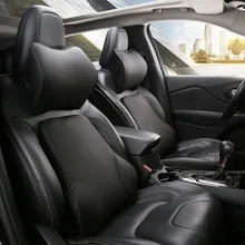 Кожаный автомобиль авто сиденье поддержка s задняя подушка и подголовник подушка для шеи памяти пены поясничная Задняя поддержка интерьерные аксессуары