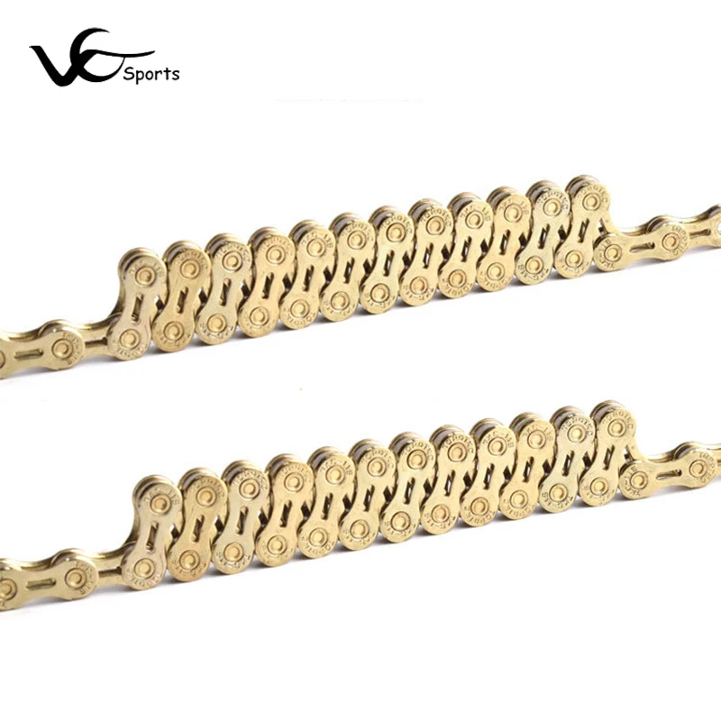 

Bicycle chain gold 9 10 11 speed bike chain 10speed hollow paltes mountain road bike chain 9S 10S 11S ultralight 290g 116L boxed