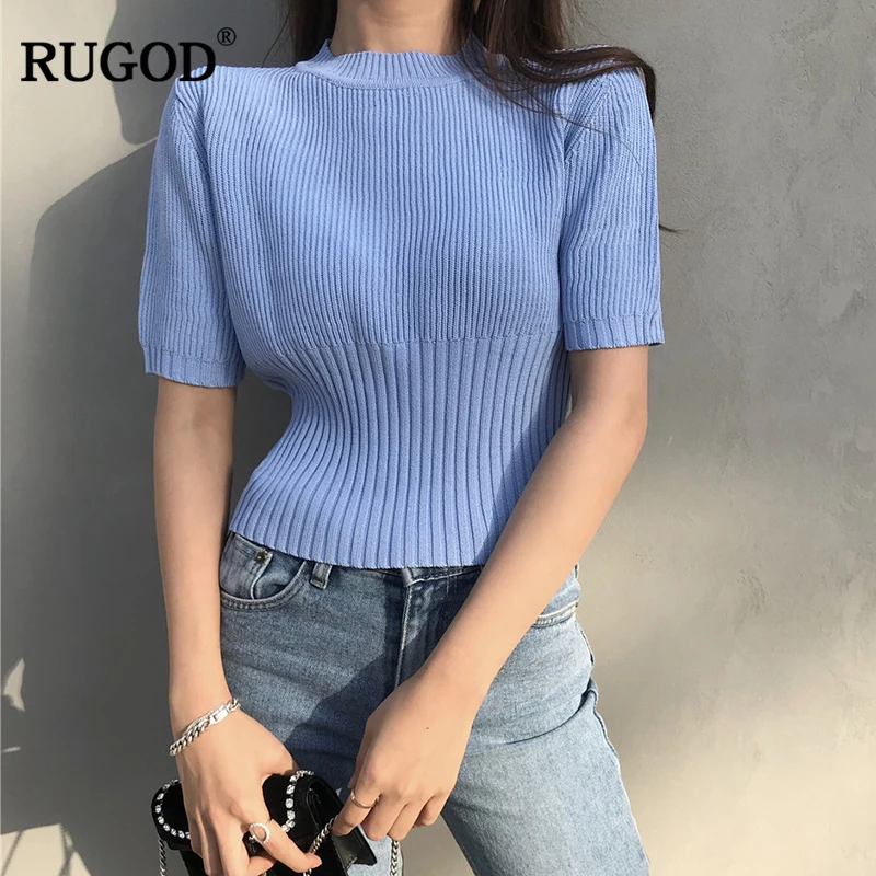 Женская футболка с круглым вырезом RUGOD Повседневная коротким рукавом и весна