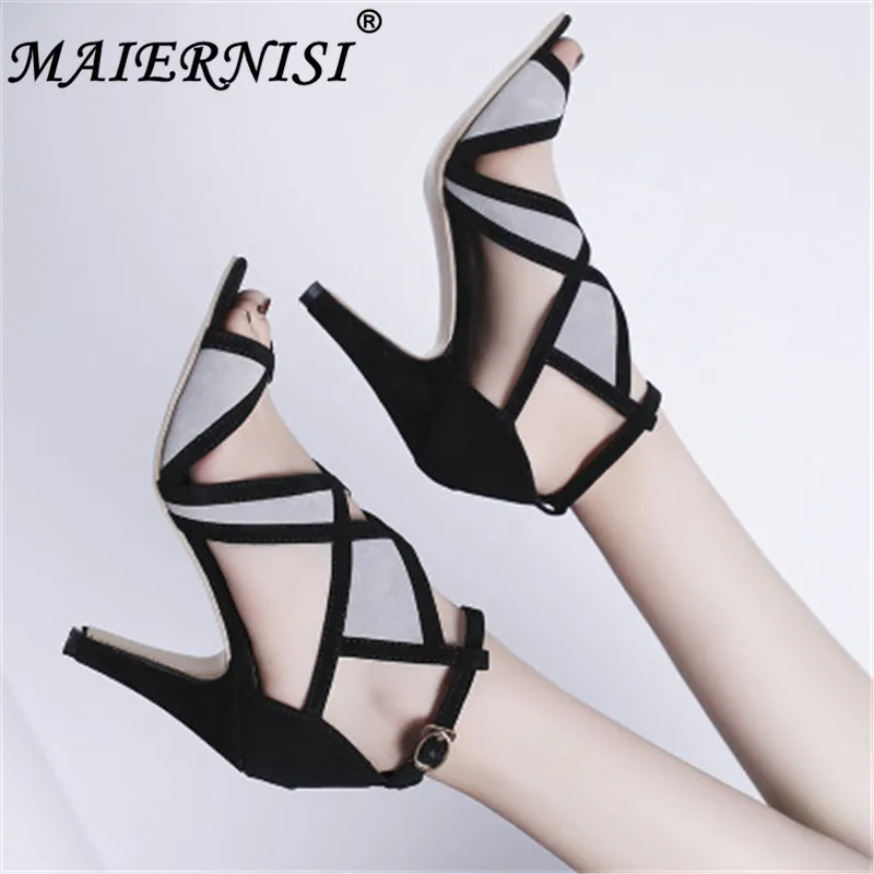

New Desiger Sexy Women Sandals Hollow out Buckle Strap High Heels Bridesmaid Bridal Wedding Pumps Sandals big size 35-42