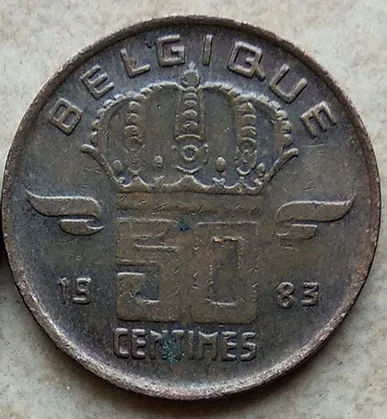 

18mm Belgique (French) 50 Cents Coin 1952-1998 Belgium