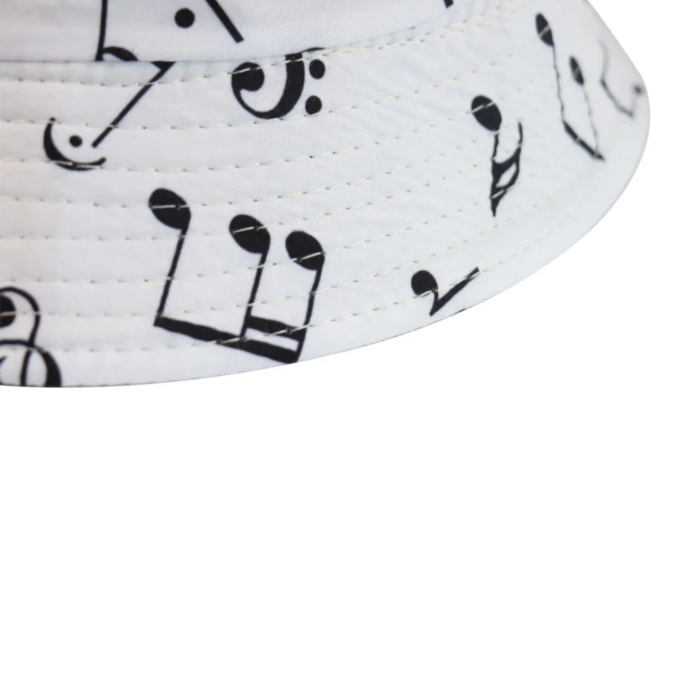 FOXMOTHER New White Music Note Bucket Hats Sun Caps Man Womens Music Lover