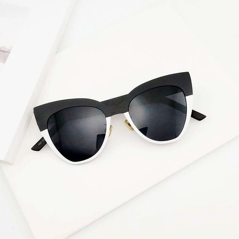 Sella трендовые модные популярные цветные негабаритные очки «кошачий глаз», модные женские брендовые дизайнерские солнцезащитные очки в черно-белой оправе из сплава - Цвет линз: black white