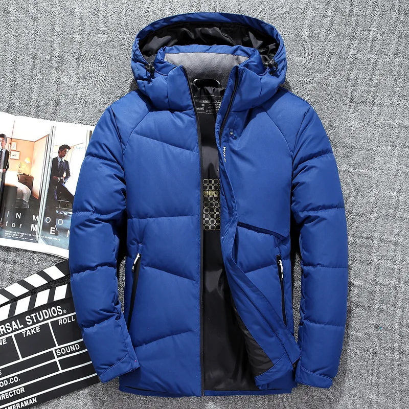 

2019 New Hot Brand Long Men's Down Jacket Winter Down Coat Men Solid Color Thermal Thick White Duck Down Jacket Men Overcoat