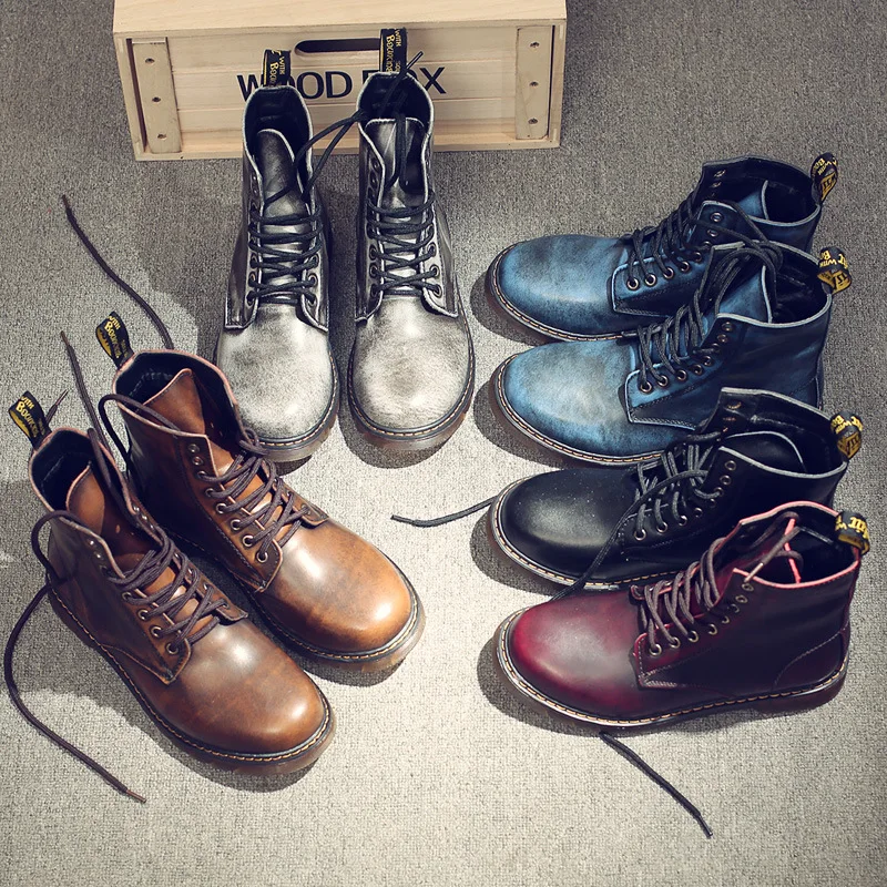 

Vintage Military Jason Martins Boots Men High Riding Boots Genuine Leather Shoes Men Motorcycle Boots Lace-up Zapatos Hombre